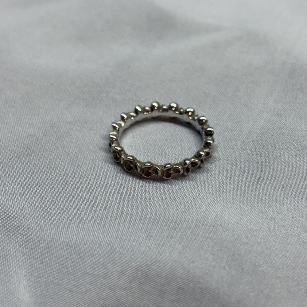 FLORAL ELEGANCE Authentic PANDORA St Silver STACKABLE BAND Ring Sz 7.5 925 - Picture 9 of 12